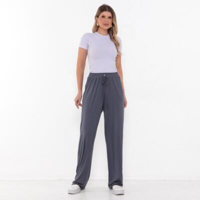 calça pantalona cintura alta com bolso