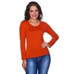 camiseta manga longa feminina gola redonda premium