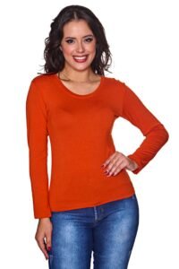 camiseta manga longa feminina gola redonda premium
