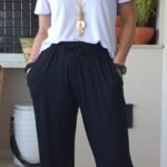 calça pantalona cintura alta com bolso