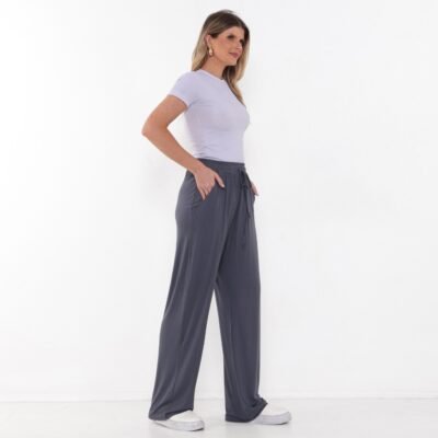 calça pantalona cintura alta com bolso